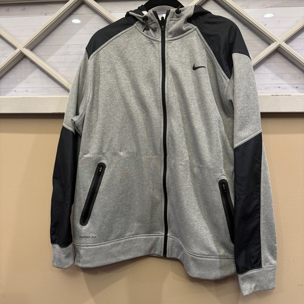 Nike Therma-FIT Full-Zip Men's‎ Training Hoodie Jacket Gray Black XL